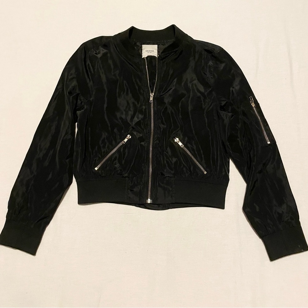 Guess Women's Black Bomber Jacket Size Small